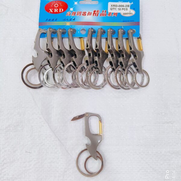 (006-2B) METAL HOOK KEYCHAIN FOR CAR & BIKE ( 10 pcs in one pkt )
