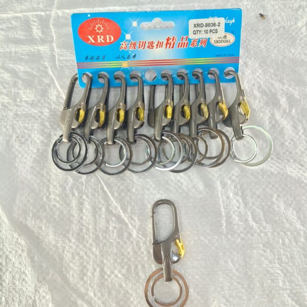 (8036-2) METAL HOOK KEYCHAIN FOR CAR & BIKE ( 10 pcs in one pkt )