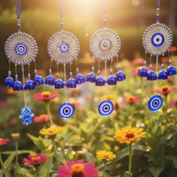 (L1056.A.B.C.D) EVIL EYE KEYCHAIN & HANGING (MIX) ( In one pkt 4 pcs)