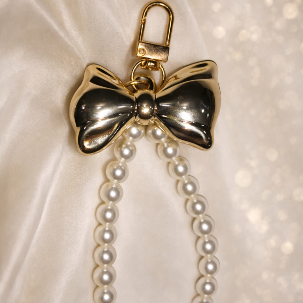 GOLD BOW PEARL CHARM KEYCHAIN (PACK OF 12)